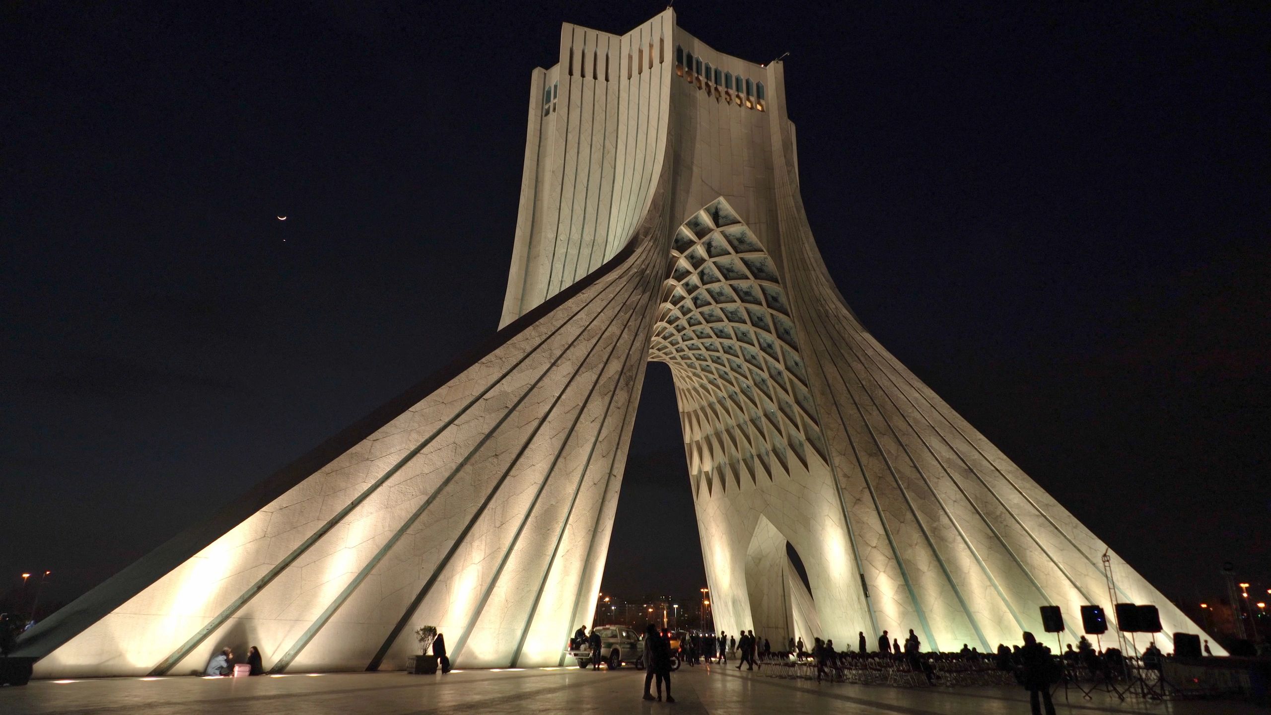 Iconic landmark at night in Tehran