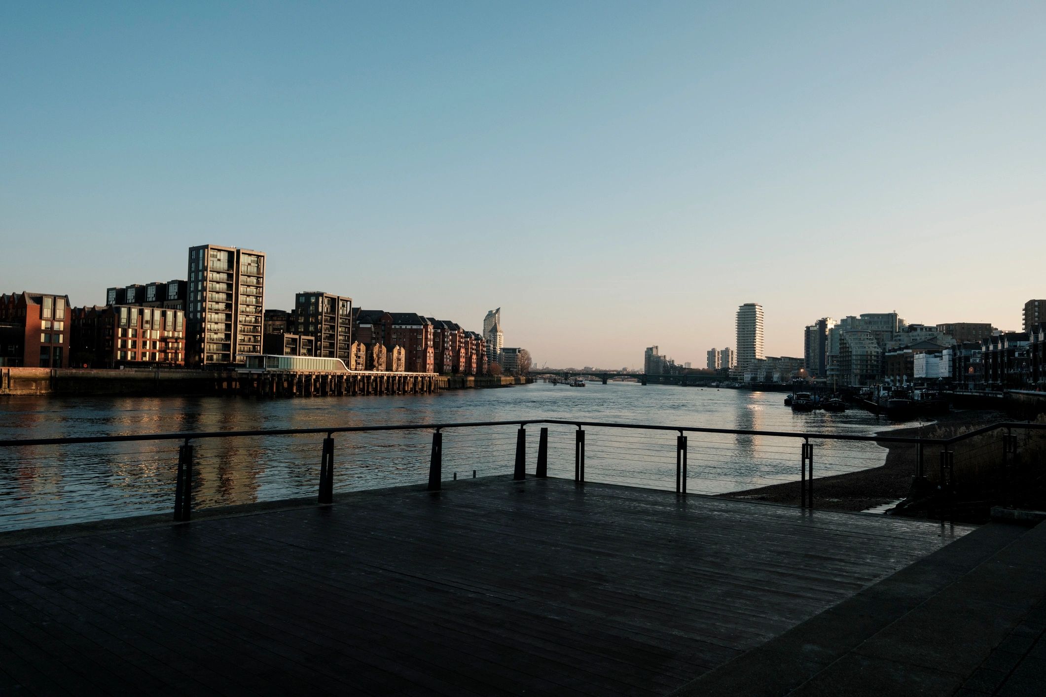 London skyline at sunset along the River Thames